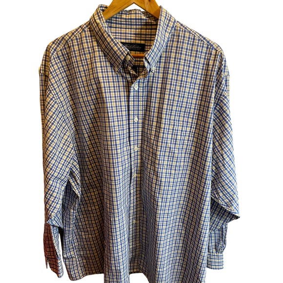 Brooks Brothers Other - Brooks Brothers Men’s Button Down Dress Shirt Blue & Yellow Plaid, 2XL